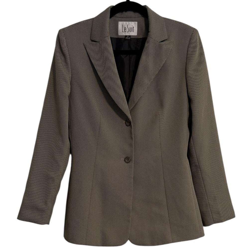 Le Suit Chevron Pattern Two Button Blazer
